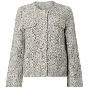 Derek Lam Collective Braeton Gray Tweed Button Front Jacket Size 16  (ITL 52)
